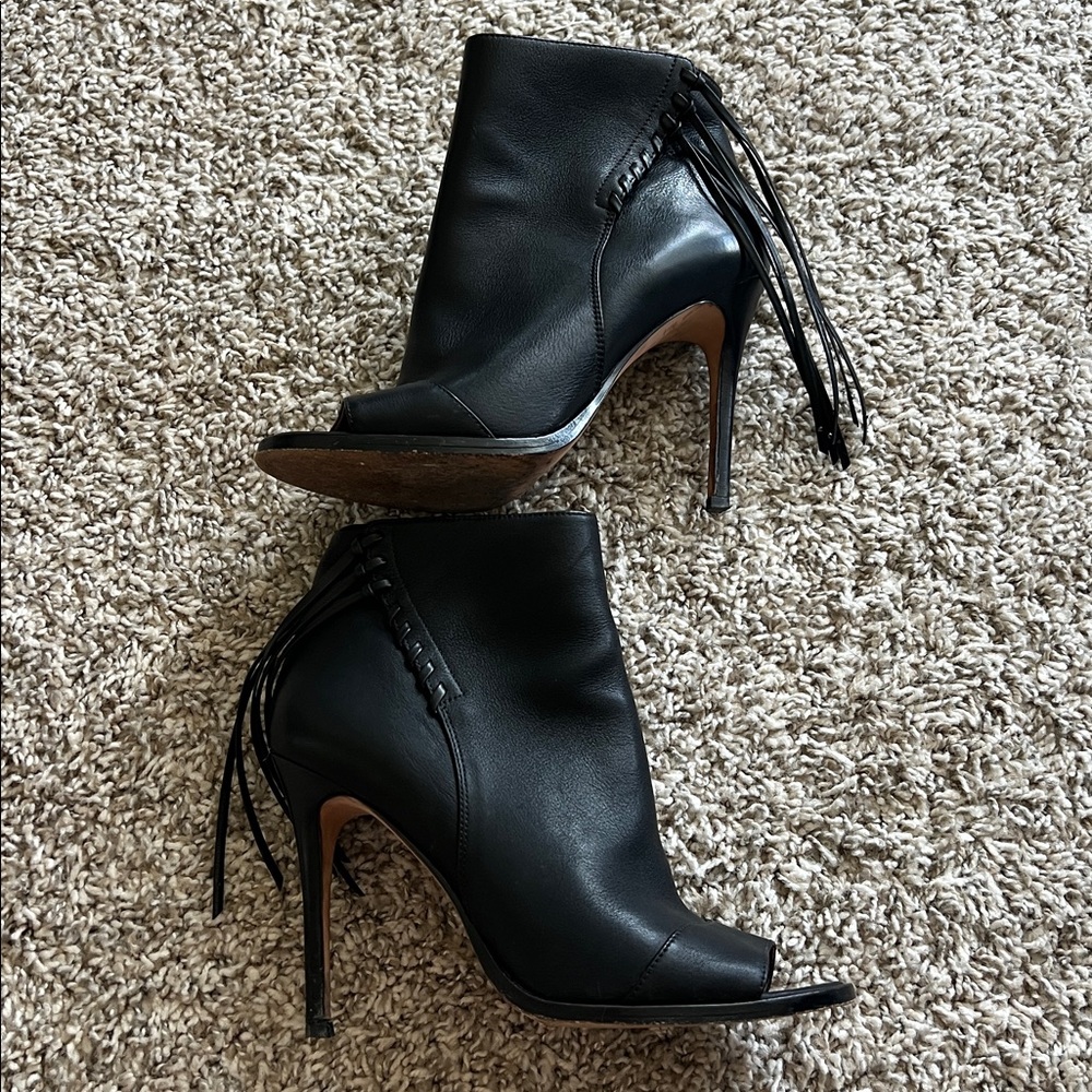 Coach Lolita Black Peep-Toe Ankle Boots 6.5 Leather Ankle Booties - Picture 3 of 12